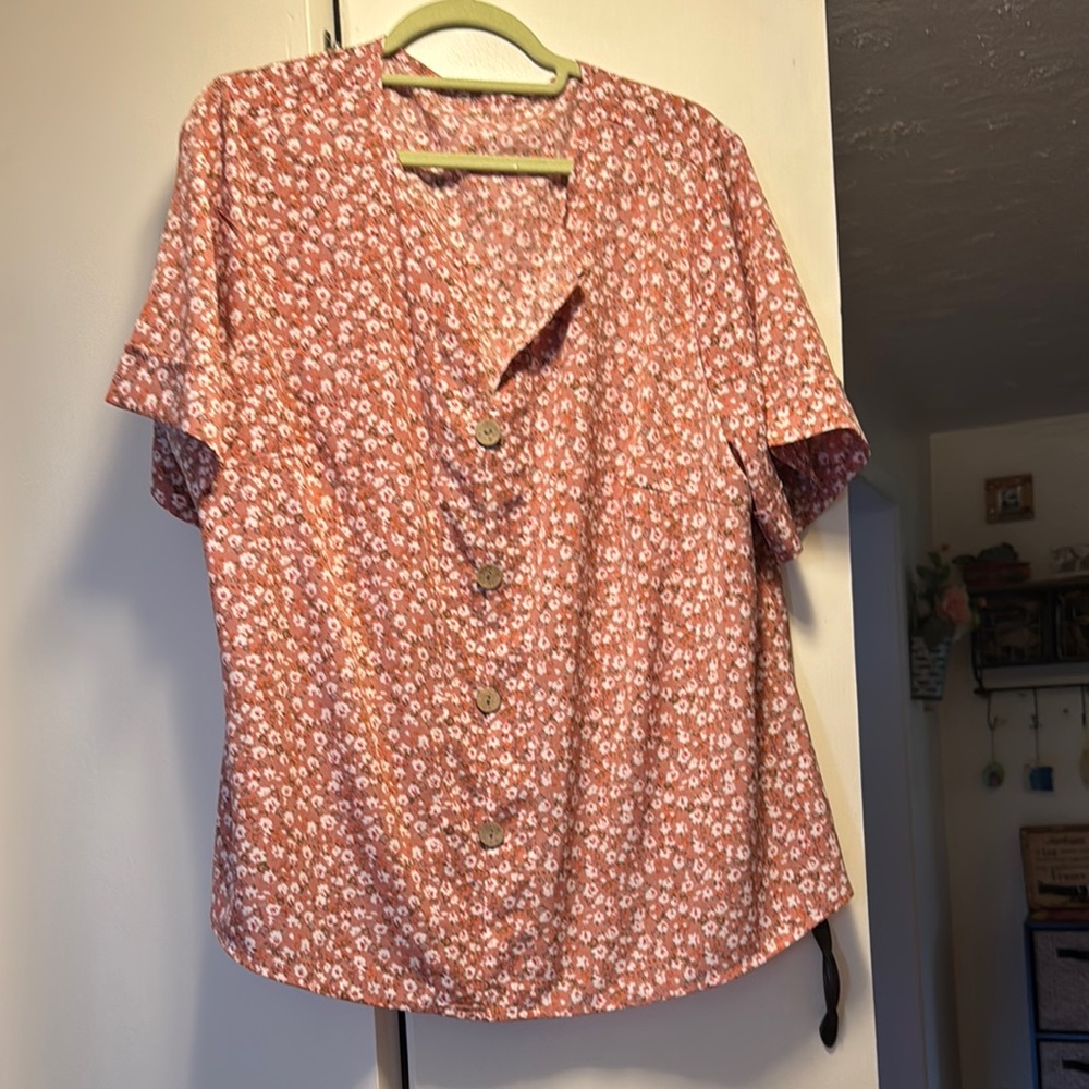 SHEIN Pink Flutter Sleeve Wrap Blouse